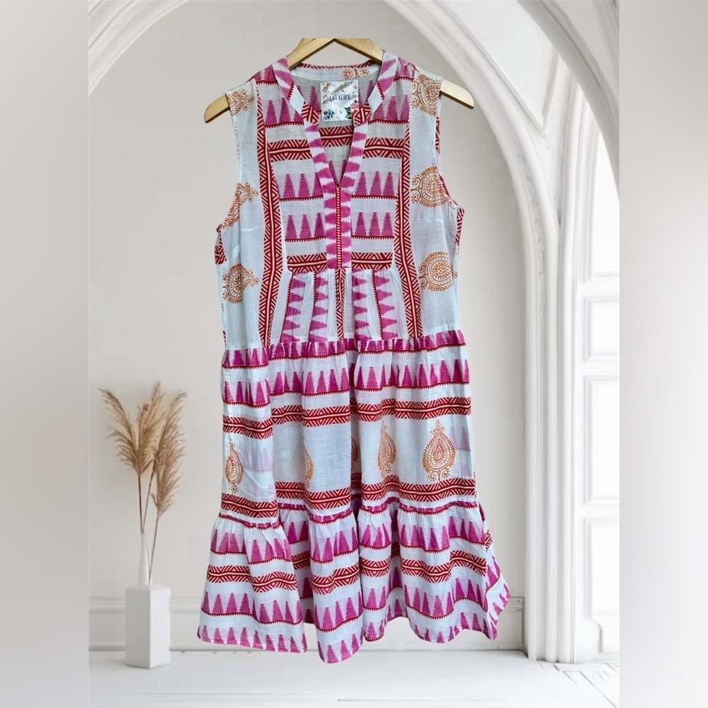 Lulalife Sleeveless Patterned cotton Dress Sz S , 012